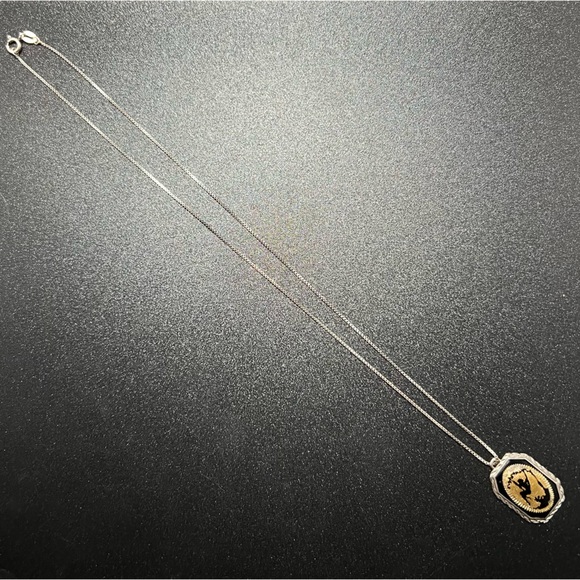 Vintage Sterling Art Deco Enamel Nymph Guilloche Pendant Sterling 18” Bo… - Picture 2 of 5